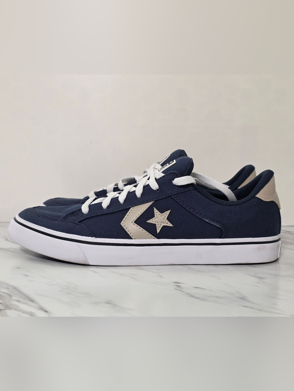 Converse Navy and Cream Low-Top Canvas Sneakers